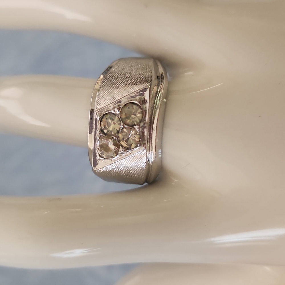 Vintage White Gold Mens Signet Ring
